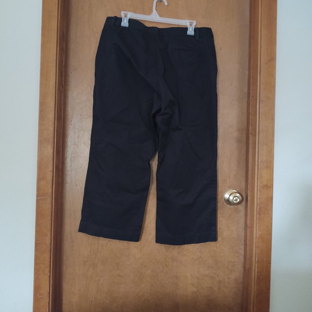 GAP WOMEN'S SIZE 14 BLACK WIDE LEG CROPPED TROUSER PANT DOUBLE BUTTON KHAKI PANT - Picture 6 of 6